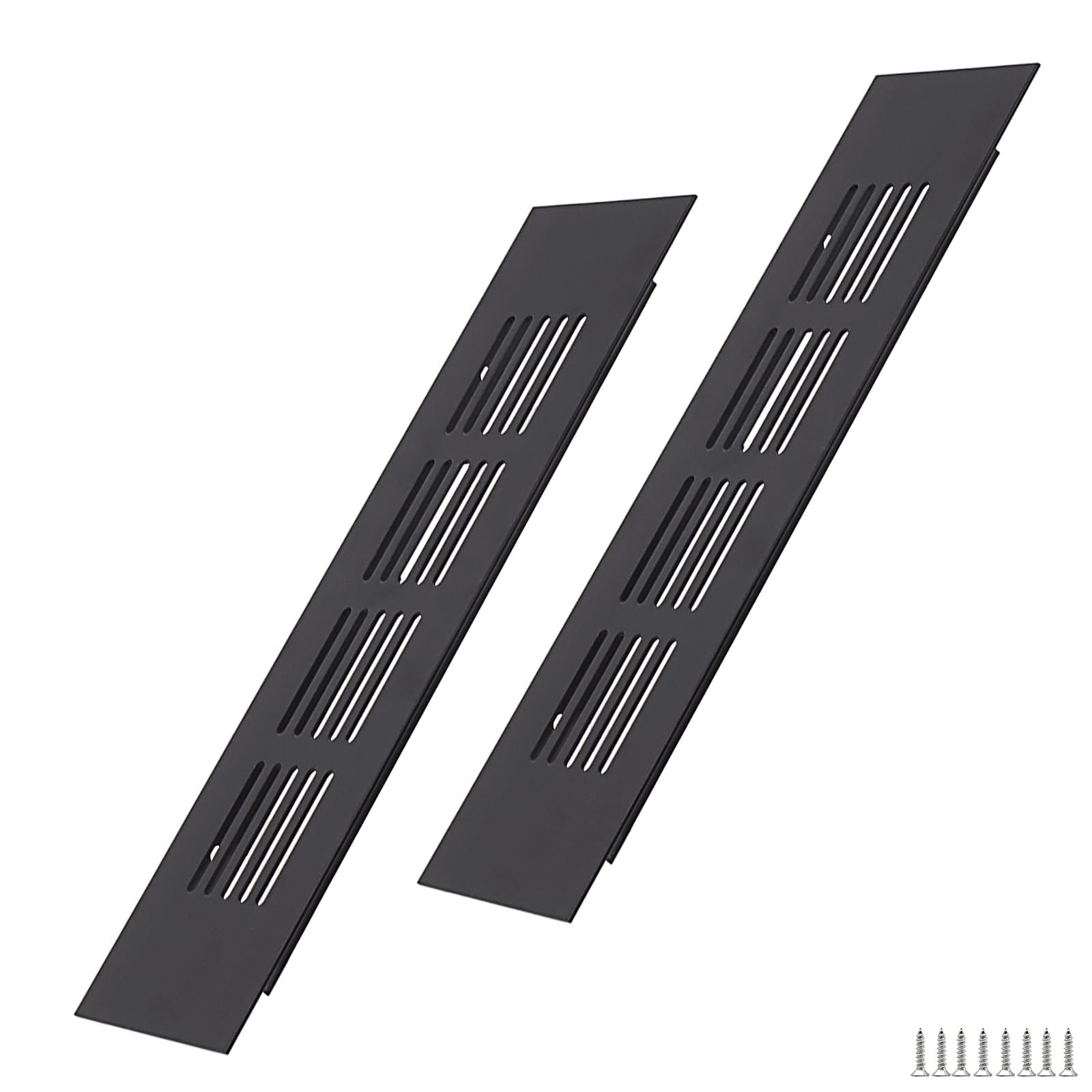 WJUAN Aluminium Ventilation Grille 200 x 50 mm Black Square Ventilation Grille for Cupboards, Bedrooms and Doors
