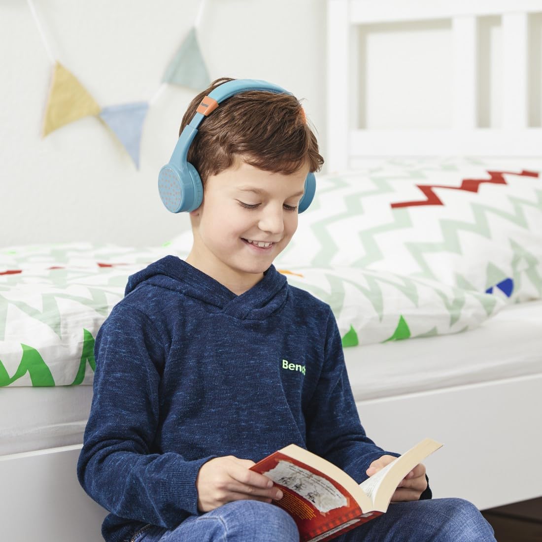 Hama | Auriculares inalámbricos para niños (Cascos Bluetooth con limitador de Volumen, micrófono, Flexibles, Ajustables, hasta 40h música) Azul