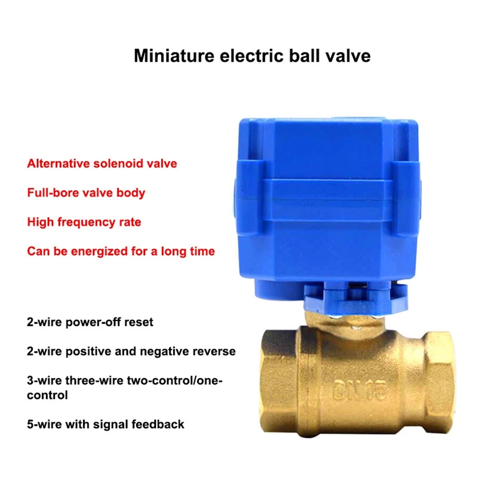1PCS DN15 DN20 DN25 valvola a sfera elettrica a due vie valvola a sfera elettrica in ottone 2 fili a passaggio totale attuatore elettrico AC/DC/ADC 220V 9-24V (Size : 1/4", Color : DC12V_CR02)