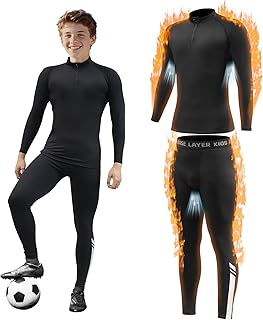 Kids Thermal Base Layer Set - Style Boys Football Skins & Tights Footbal...