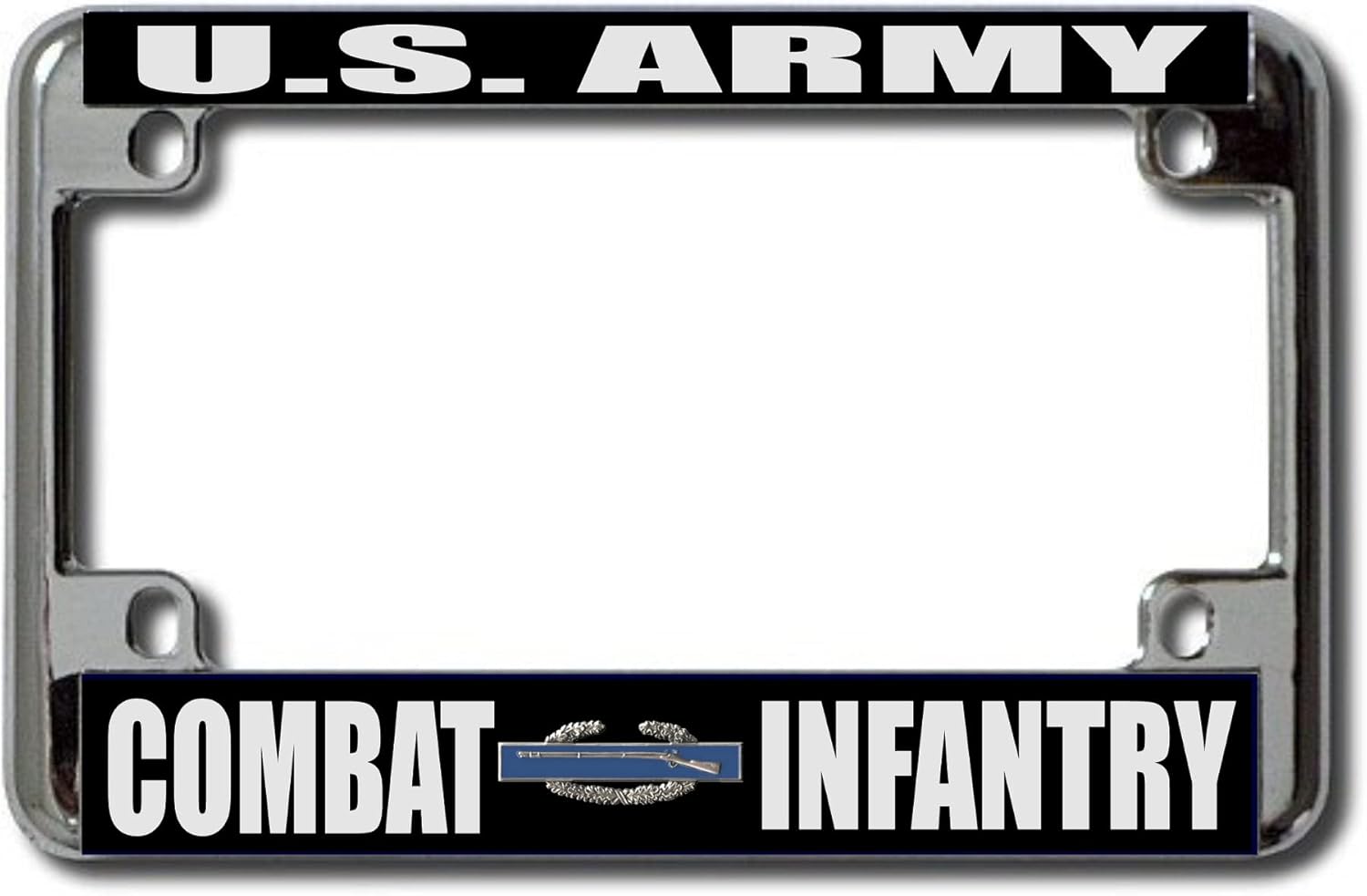 U.S. Army Combat Infantry Chrome Motorcycle License Plate Frame