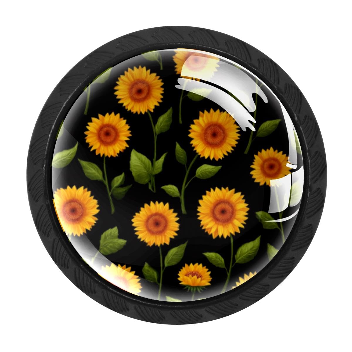 HEOEH 4 PCS Kitchen Cabinet Knobs, Sunflower Drawer Knobs Dresser Handles