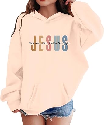 Long Sleeve Shirts for Girls Cute Tween Clothes Hoodie Trendy Teen Kids Hoodies Outfits Graphic Tees Girl Preppy