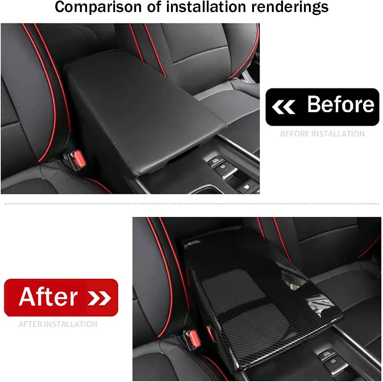 Car Accessories Fit for Honda Accord 10th Gen 2018-2022 Inner Armrest Box Cover Trim Center Console Protector Cap (Carbon Fiber Style) ABS 1 PC