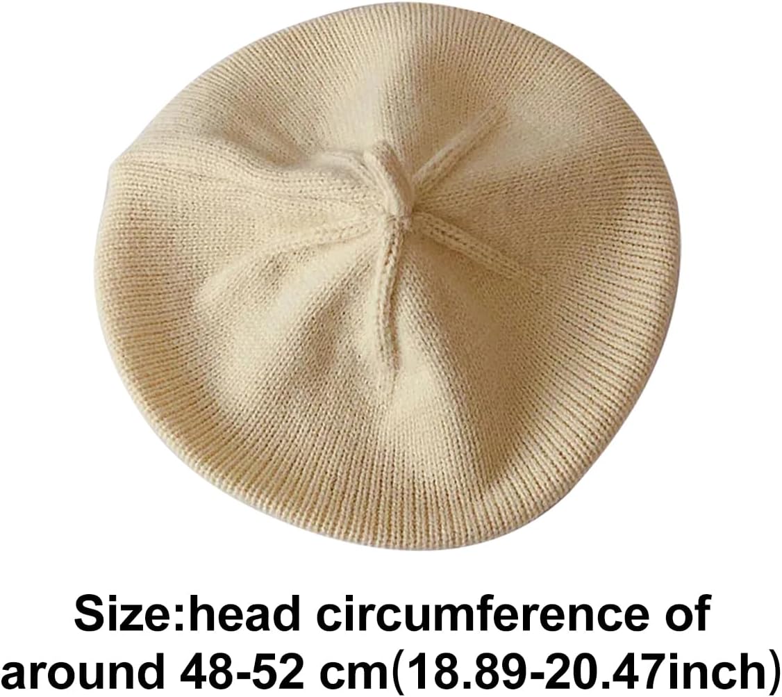 Winter Autumn Girls Knit Beret Hat, Fashion Solid Color Warm Beanie Cap for 1-4 Years Girls