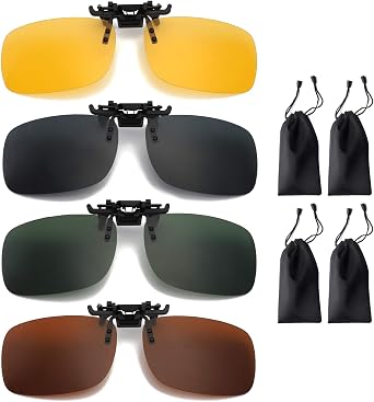 Clip-On Polarized Sunglasses – 3 Pack, UV400 Protection, Flip-Up Shades For Prescription Glasses
