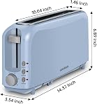 SEEDEEM 2 Slice Slim Toaster, Single 10" Long Slot Toaster Fits Bagels & Artisan Bread, 6 Shade Settings, Cancel/Reheat/Defrost, Removable Crumb Tray, Auto Shut-Off, Blue