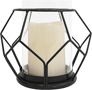 Hurricane Glass Pillar Candle Holder Craftsmanship with Removable Glass for Halloween, Christmas, Thanksgiving, New Year, Wedding Party Anniversary Home Decor (Black)