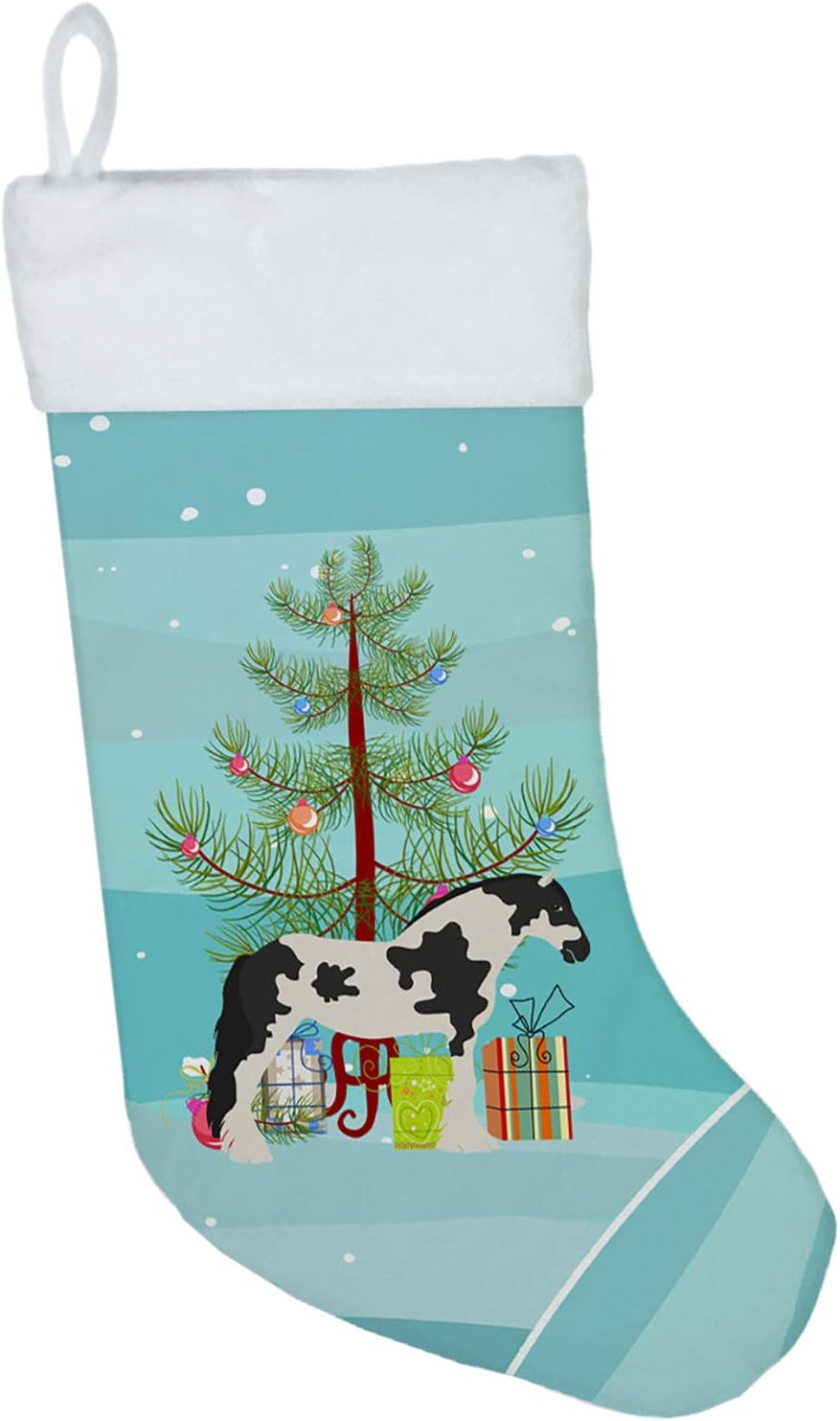 Caroline's Treasures BB9279CS Cyldesdale Horse Christmas Christmas Stocking, Teal Fireplace Hanging Stockings Christmas Season Party Decor Family Holiday Decorations