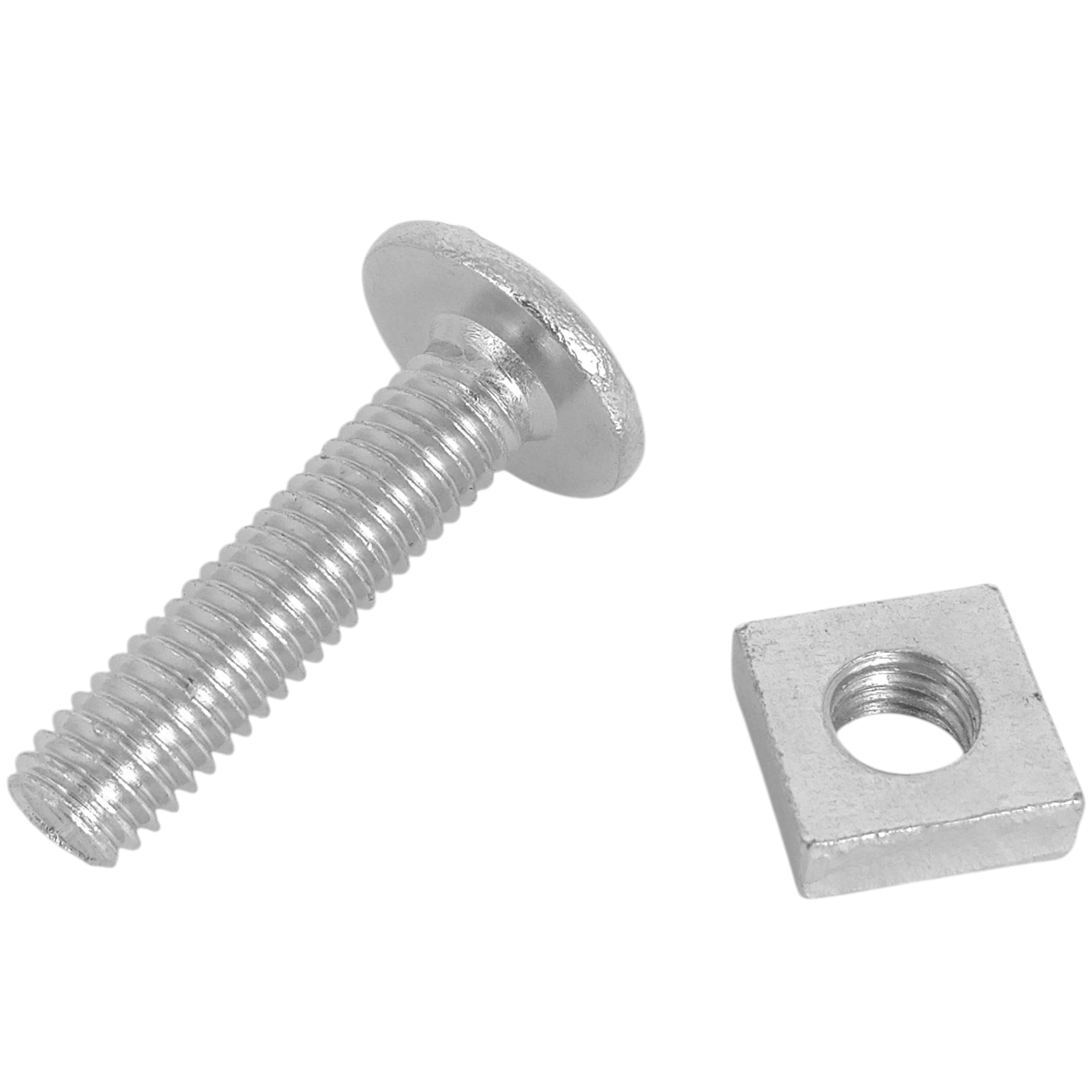 Merriway BH02157 (14 Pcs) Cross Slotted Truss Head Roofing Bolts with Nuts, Bright Zinc Plated M6 x 25mm - Pack of 14 Pieces