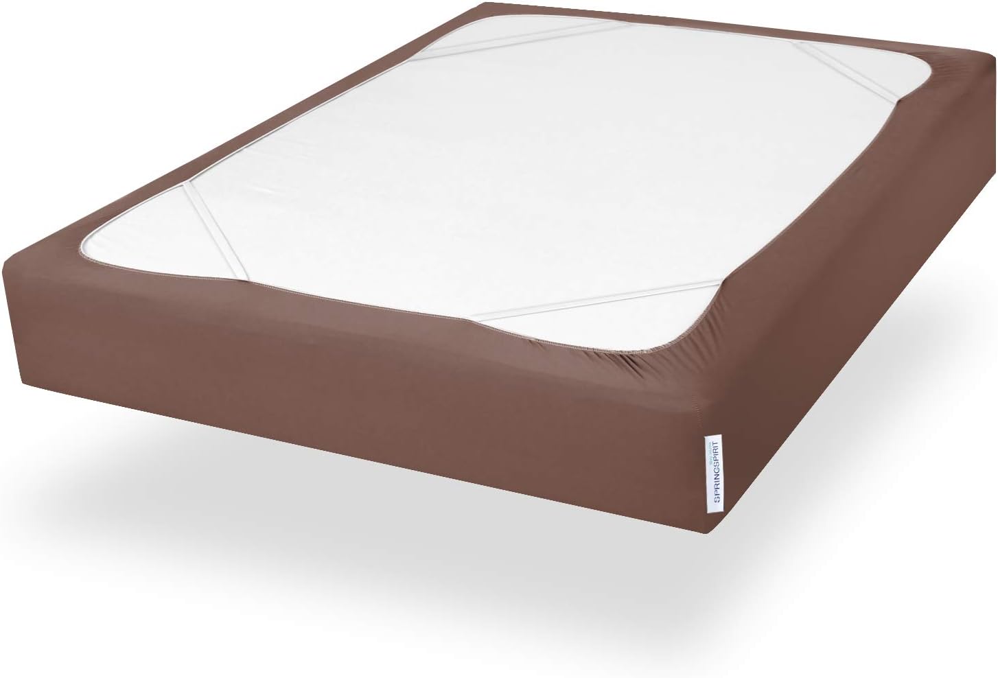 Box Spring Cover Queen Size with Smooth and Elastic Woven Material, Alternates for Bed Skirt, Wrinkle & Fading Resistant, Washable, Dustproof, Brown