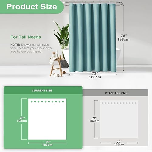 Vista 553 de Dynamene Cortina de ducha larga de tela negra – Cortinas de ducha de tela alta y resistente con textura de gofre, juego de cortina de baño de lujo