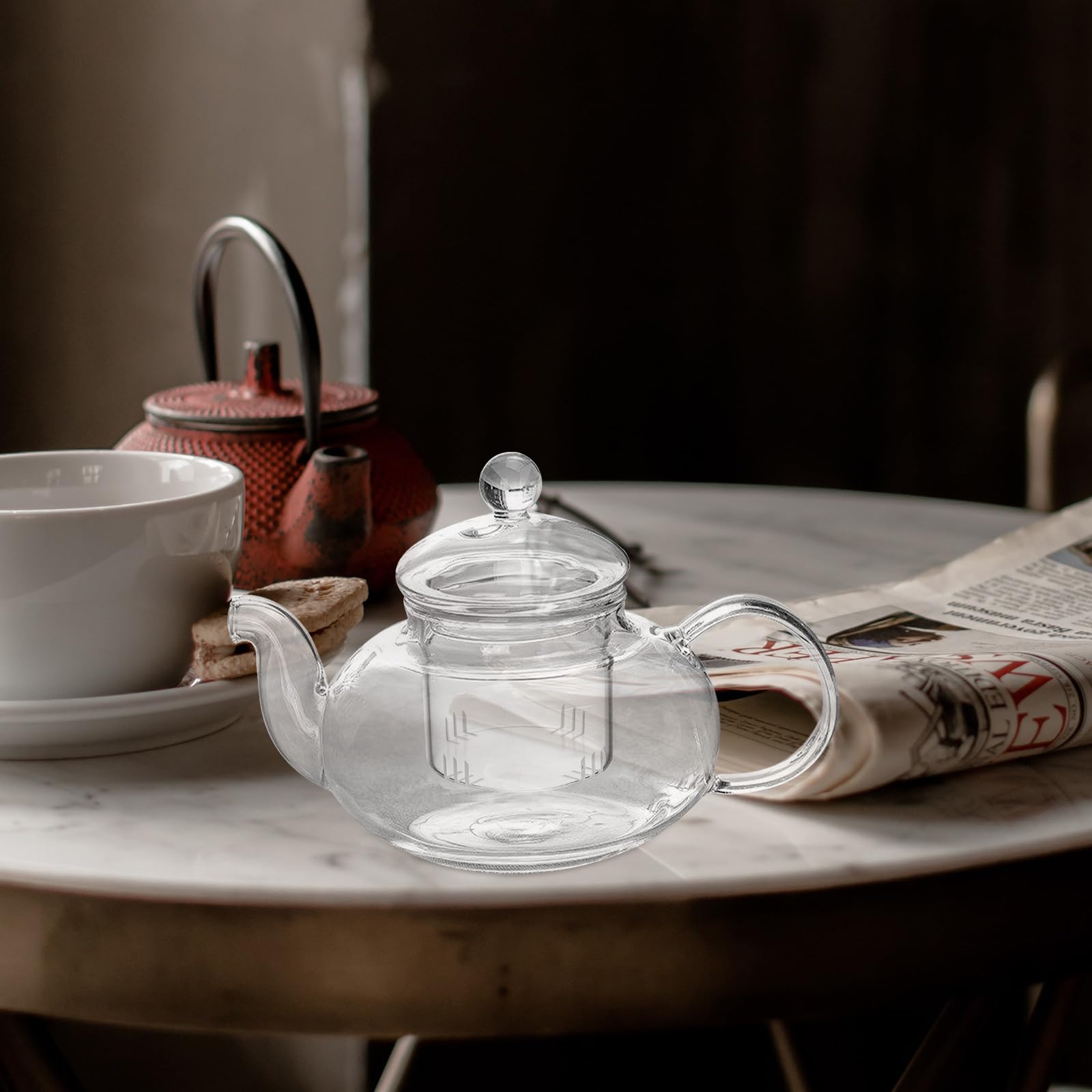 Cabilock Coffee Filters Glass Teapot Strainer 1 Set of Loose Tea Steeper Detachable Tea Strainer Transparent Tea Filter Glass Tea Infuser Teapot Lid Replacement Loose Tea Infuser - Image 4
