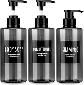 Amazon Segbeauty シャンプーボトル ディスペンサー 灰色 500ml 3本セット 詰め替えボトル 容器 おしゃれ 浴室 洗面所 ウイルス対策 ソープ シャンプー用ディスペンサー ホーム キッチン オンライン通販