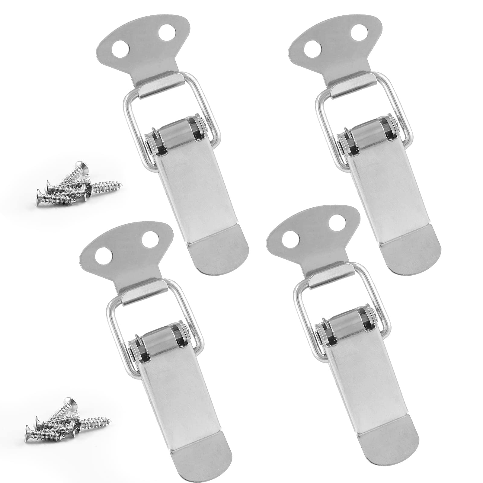Waziaqoc 4 Pack Stainless Steel Spring Loaded Toggle Latch, Spring Hasp Latch Clamp Clip with Screws for Chest Cases Toolbox (72mm/ 2.83" Overall Length)