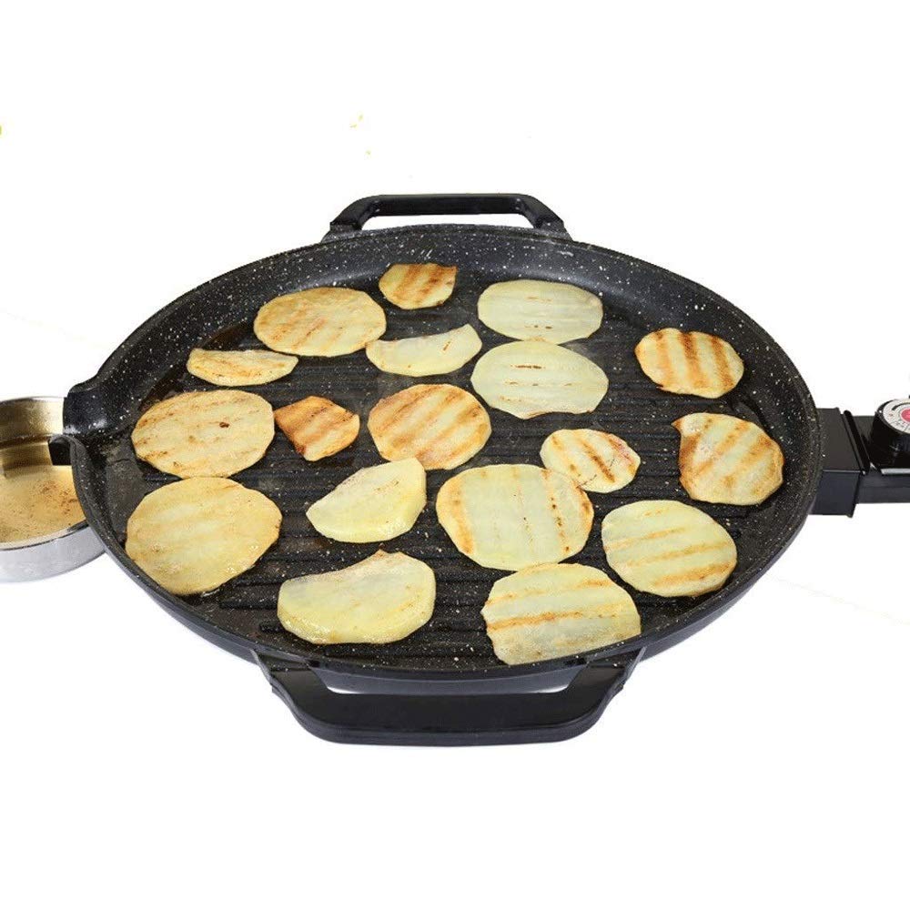 Tbddsd One Color Barbecue, Barbecue Grill Round Pan Electric Baking Smokeless And Non-Stick Stone Indoor Stovetop Plate