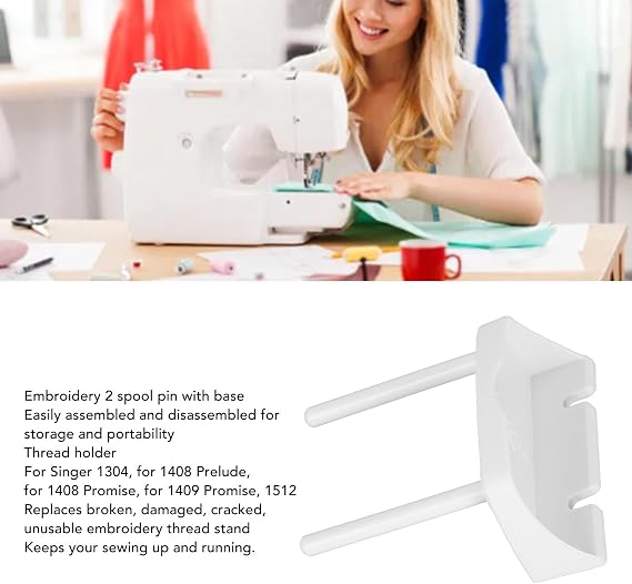 2 Spool Pin with Base, Embroidery Sewing Machine Thread Stand 2 Spool Thread Stand Sewing Machines Replacement for Singers 1304 DIY Domestic Embroidery
