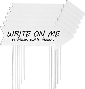 RAINFLOW Blank Yard Signs with Stakes - 6 Pack Arrow Signs for Outside