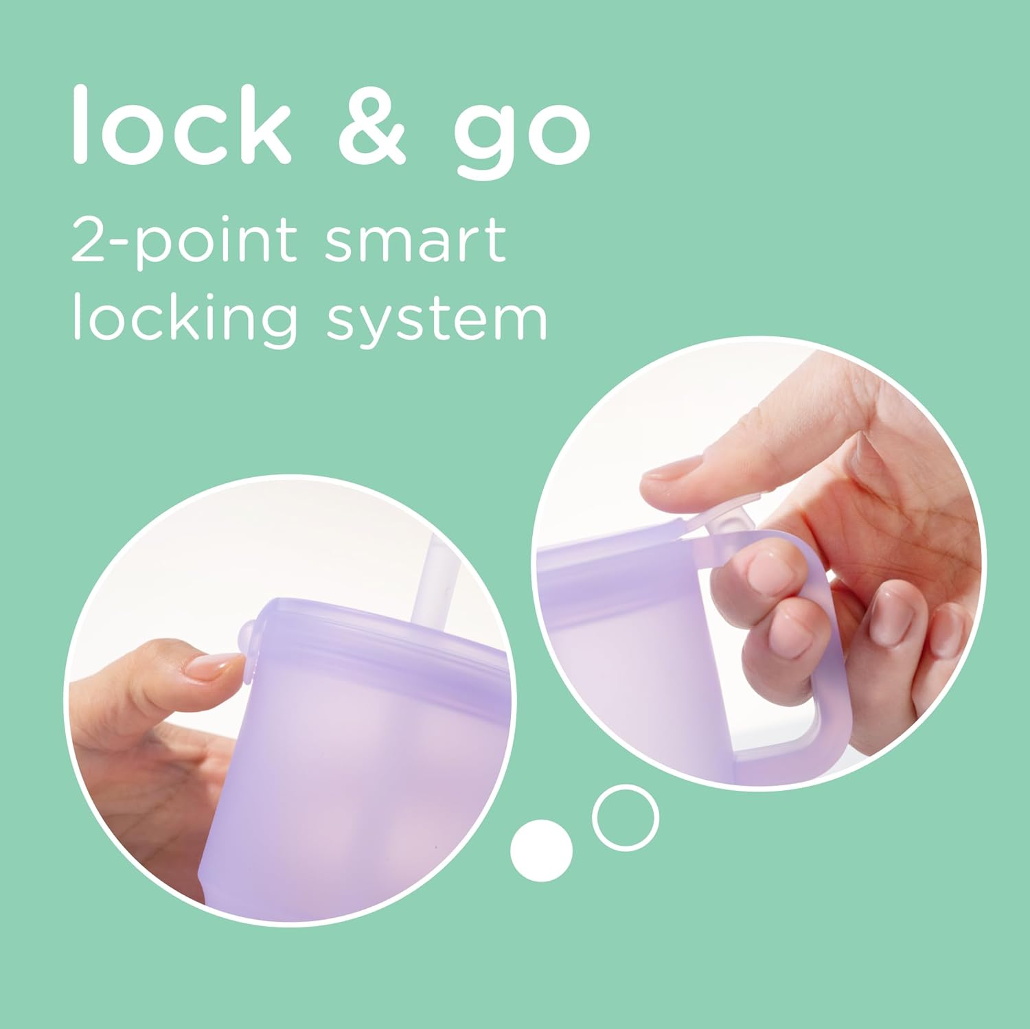 Olababy Clear Sense Silicone Tumbler with Handle & Straw 11 oz, Toddler & Kids Spill Proof Sippy Cup, Leak Resistant, BPA Free Baby Cup, Cupholder Compatible Travel Quencher (Mint, 1 PK) - Image 2