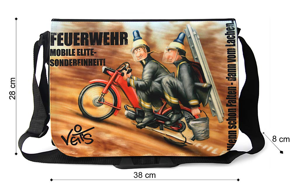 Veit's Gute Laune Tasche Schultertasche Schultasche College Tasche mit Motiv Feuerwehr Mobile Elite Spezialeinheit - TAB0120