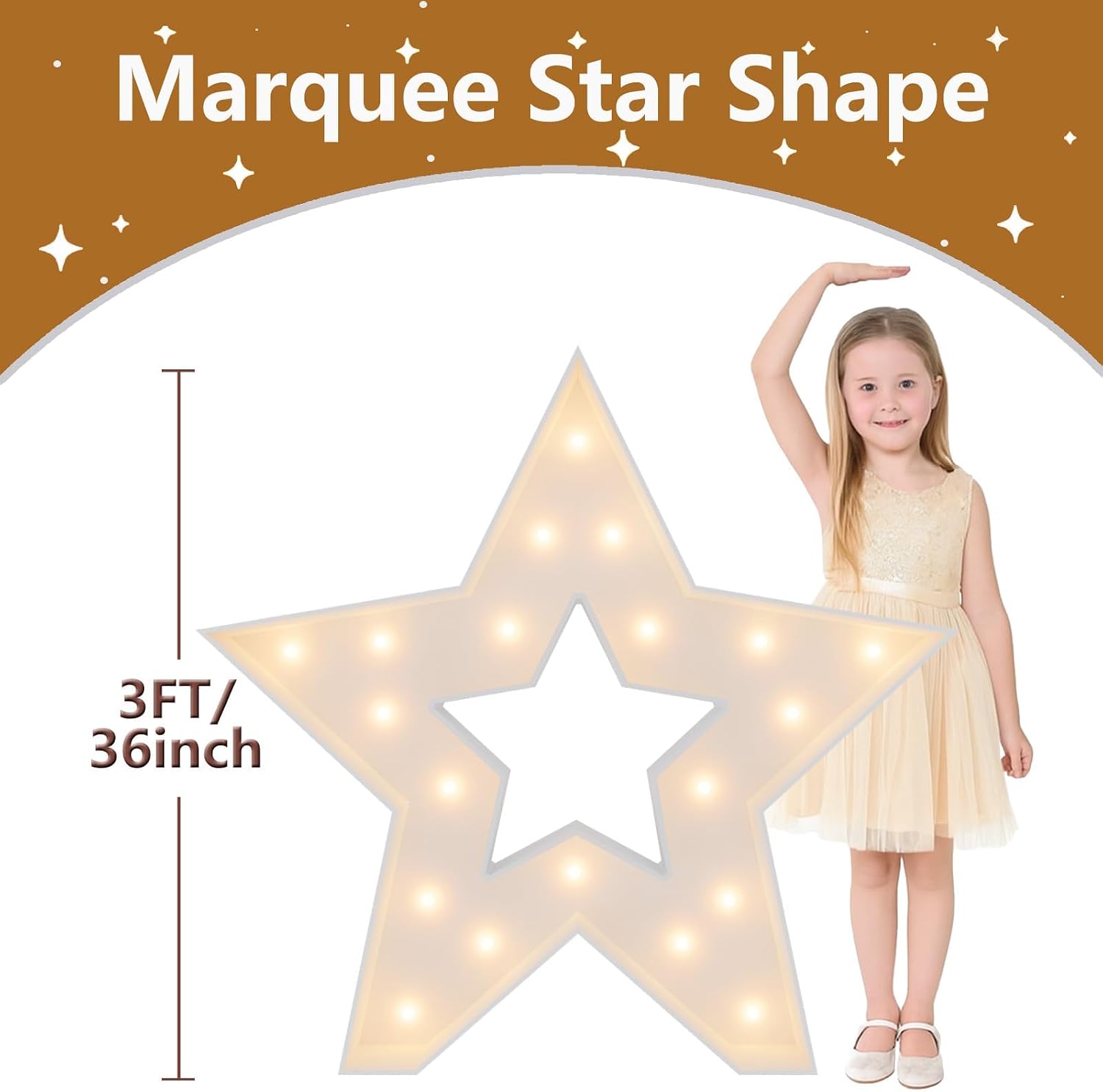 3FT Marquee Star Light Up Sign, DIY Led Star Lights for Birthday, Wedding