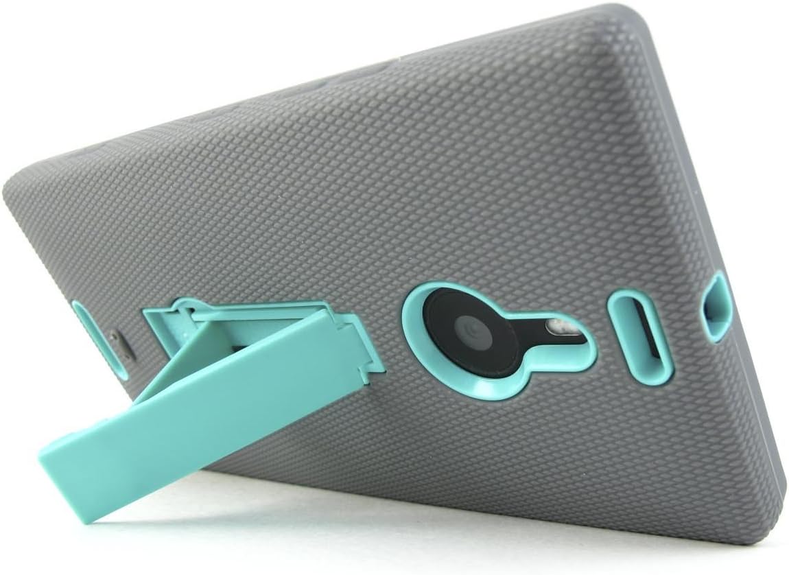 Kaleidio ™ Dual Layer Armor Hybrid Case Cover for Nokia Lumia 1520 (AT&T) (Package Includes a Overbrawn Prying Tool & Stylux Stylus Combo) - Retail Packaging (Grey/Turquoise)