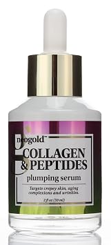Neogold Collagen & Peptides Plumping Skin Care Facial Serum. Anti Aging Neck & Face Skincare Serum Helps Reduce Appearance Of Crepey Skin, Aging Complexions, Sagging Skin, Wrinkles, Large 2 Fl Oz