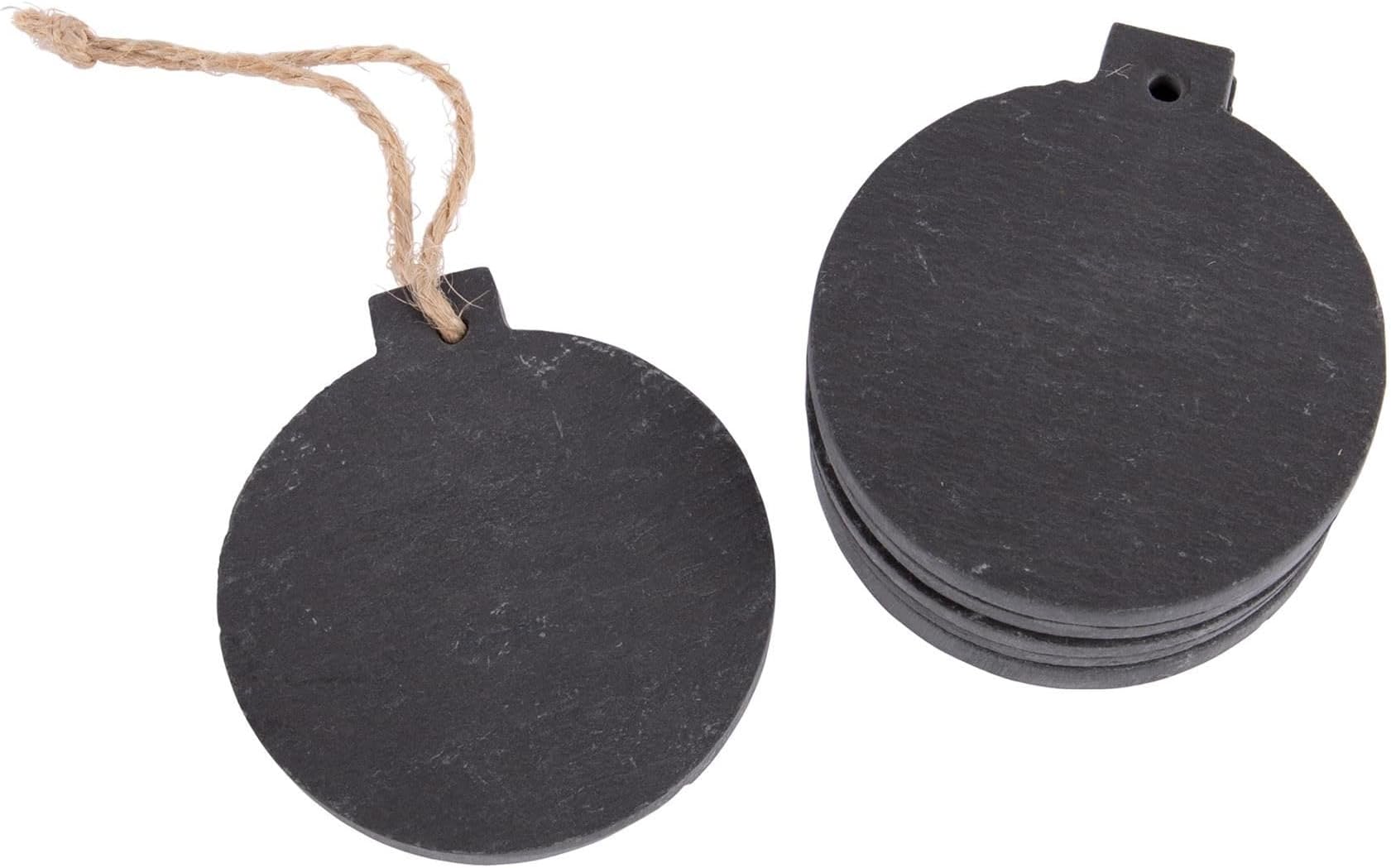 Nicola Spring Slate Christmas Tree Decorations - 7 x 8cm - Bauble - Pack of 6 - Xmas Decor Hanging Winter Holiday Ornament Keepsake Decorations for Christmas Trees, Wreath, Garland
