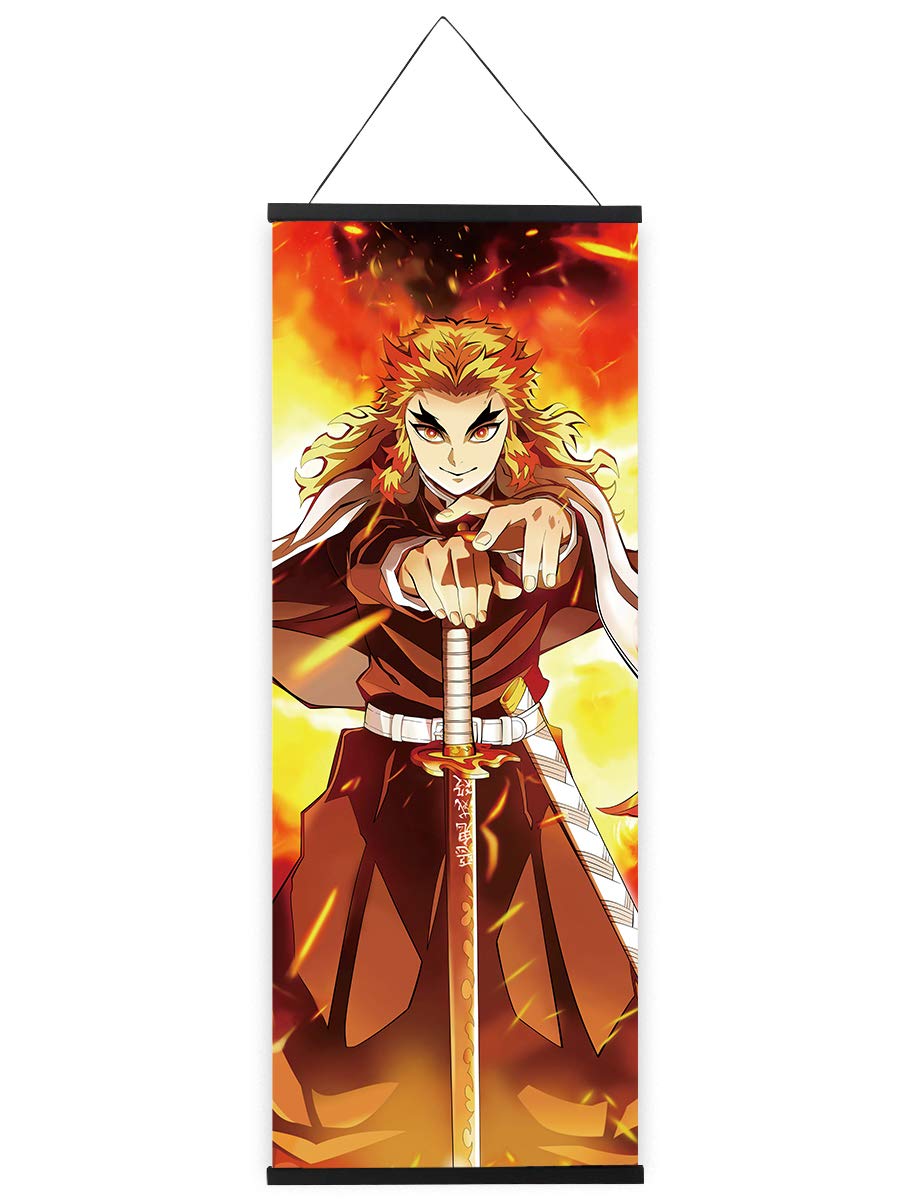 CosplayStudio Kimetsu no Yaiba - Cuadro enrollable de tela, Kakemono 105 x 40 cm, diseño de Kyojuro Rengoku