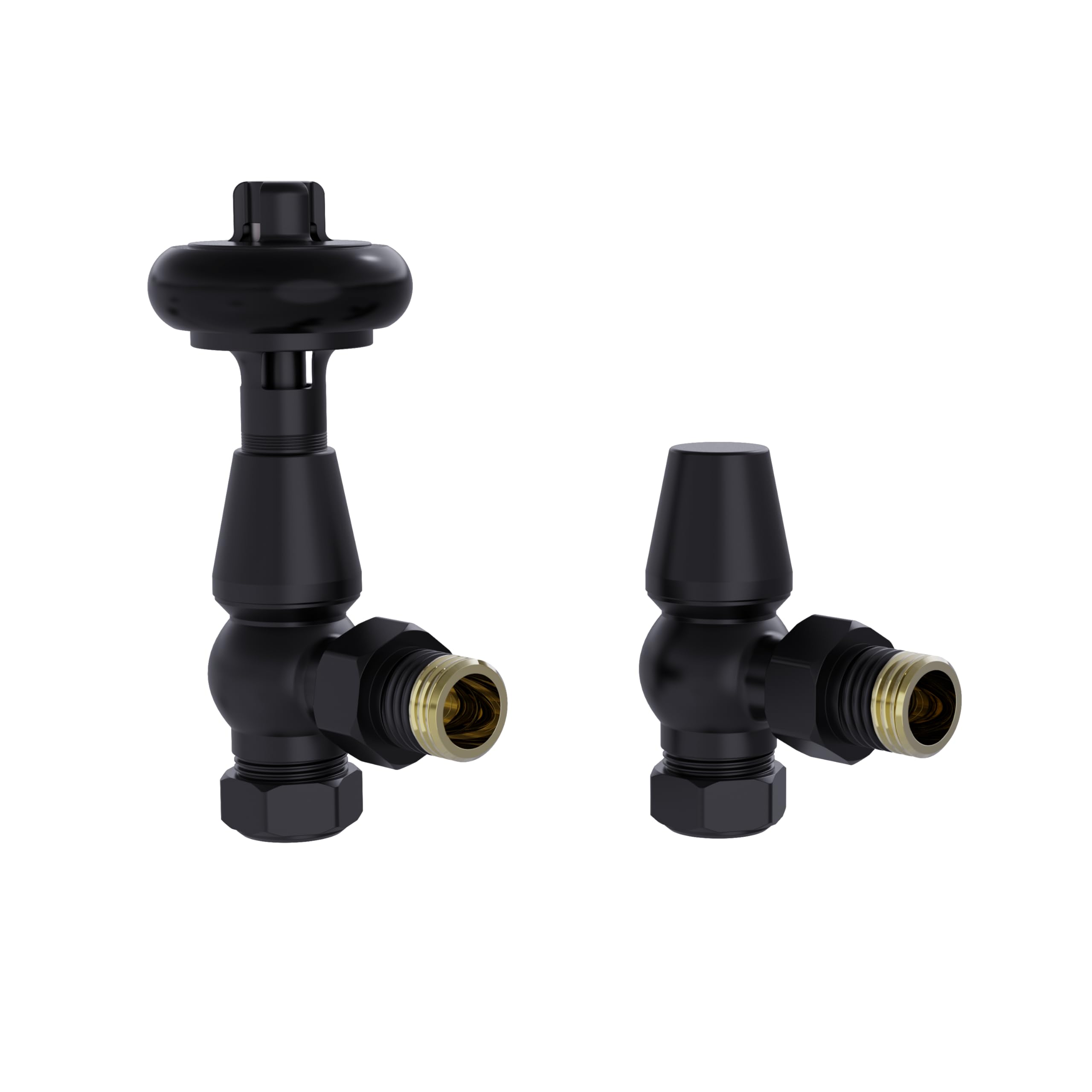Warmehaus Black Chelsea Traditional Angled Trv Thermostatic Radiator Valves