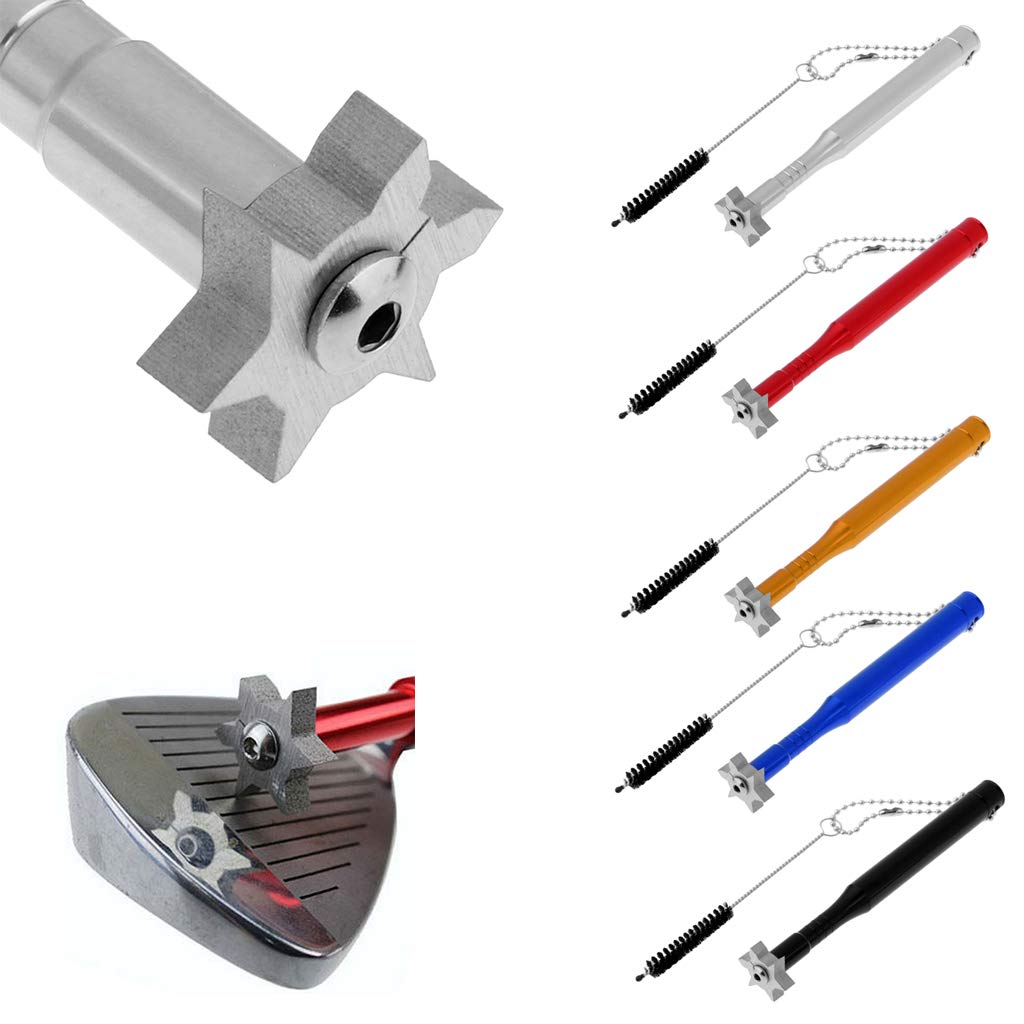 Golfschläger-Rillenschärfer und Bürste, Eisenkeil, Reinigungswerkzeug, Silber, 10 Stück