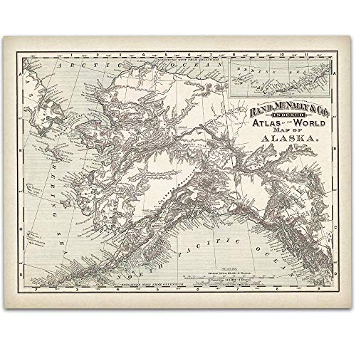 1892 Alaska Map - 11x14 Unframed Art Print - Great Vintage Home Decor and Gift Under $15