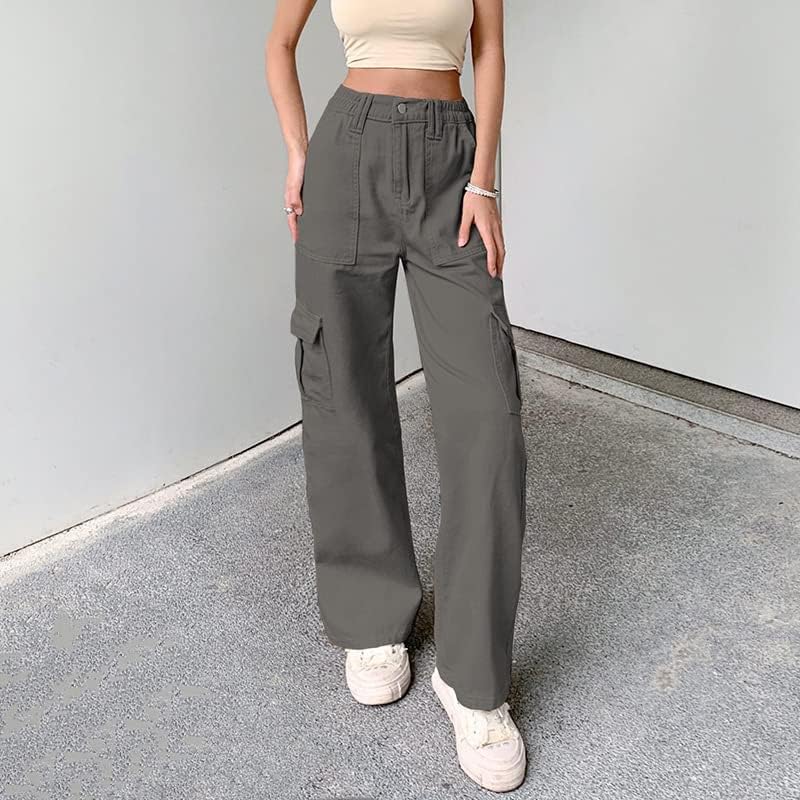 High Waisted Cargo Pants for Women Casual Wide Leg Trousers 2025 Baggy Stretch Y2k Cargo Jeans with 6 Pockets3