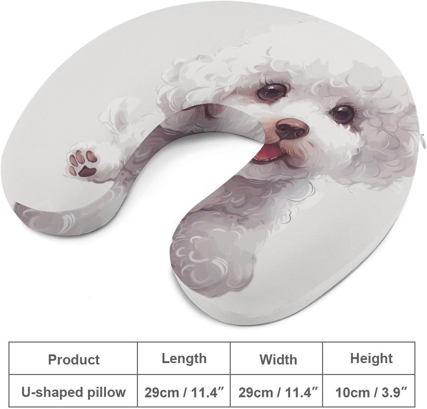 Cute Poodle Dog Funny Travel Pillow U Shaped Memory Foam Neck Pillows Portable for Flight Car Home Office
