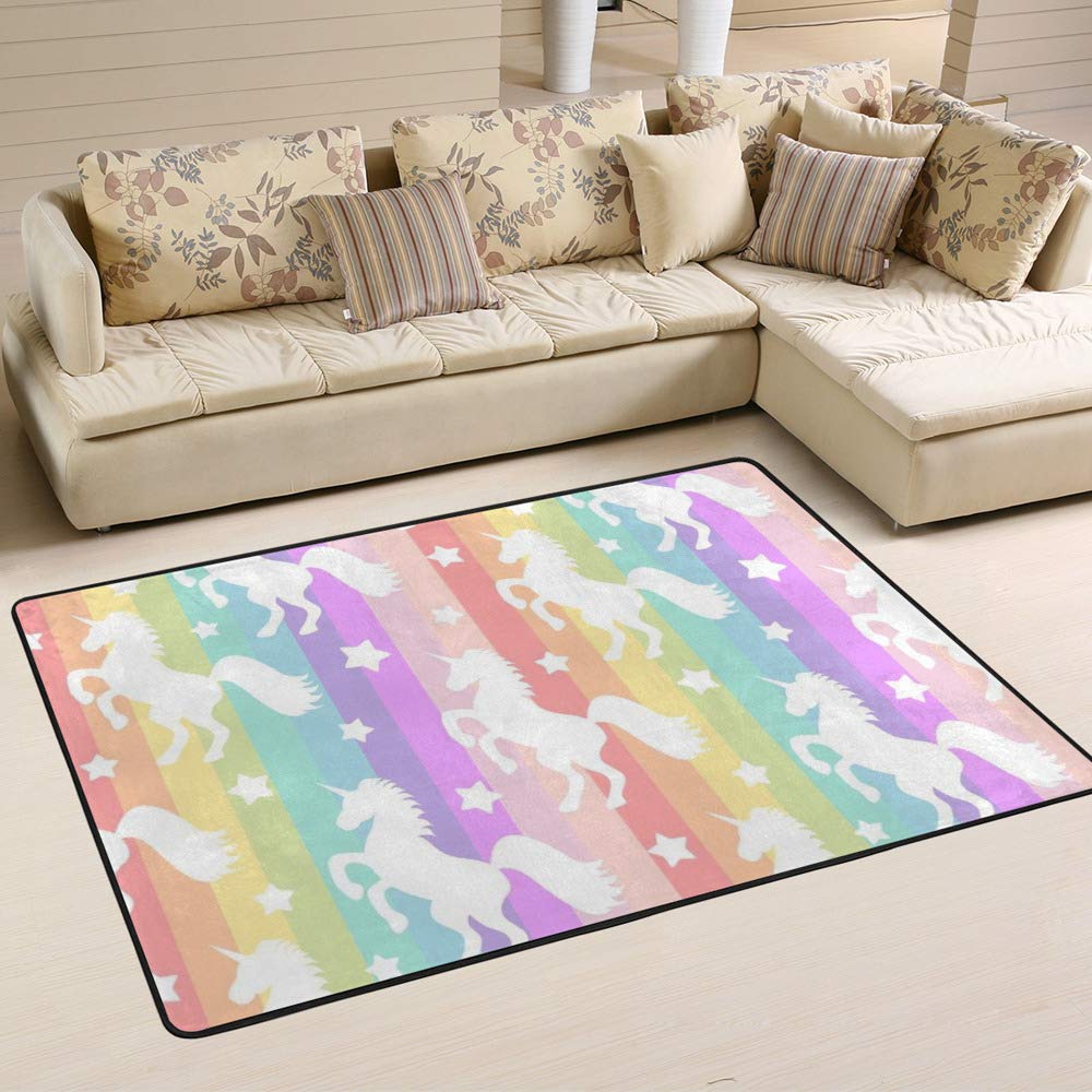 Tapis de sol licorne grand format arc-en-ciel tapis de salon maison 80x58