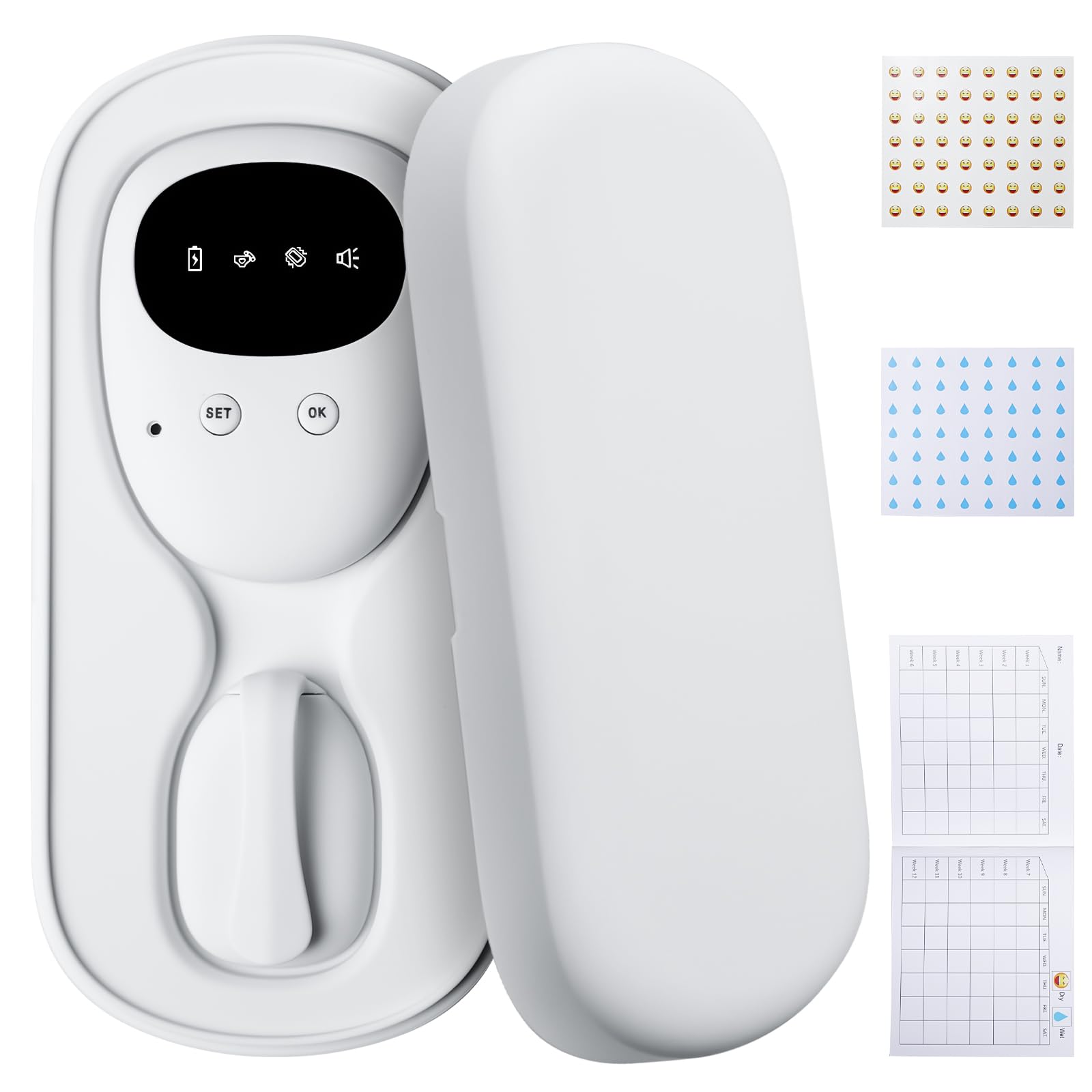 Allarme wireless per bambini e ragazze, allarme wireless per bagnarsi sul letto con 3 modalità di lavoro, ricaricabile USB, allarme senza fili, allarme per urina per bambini per superare
