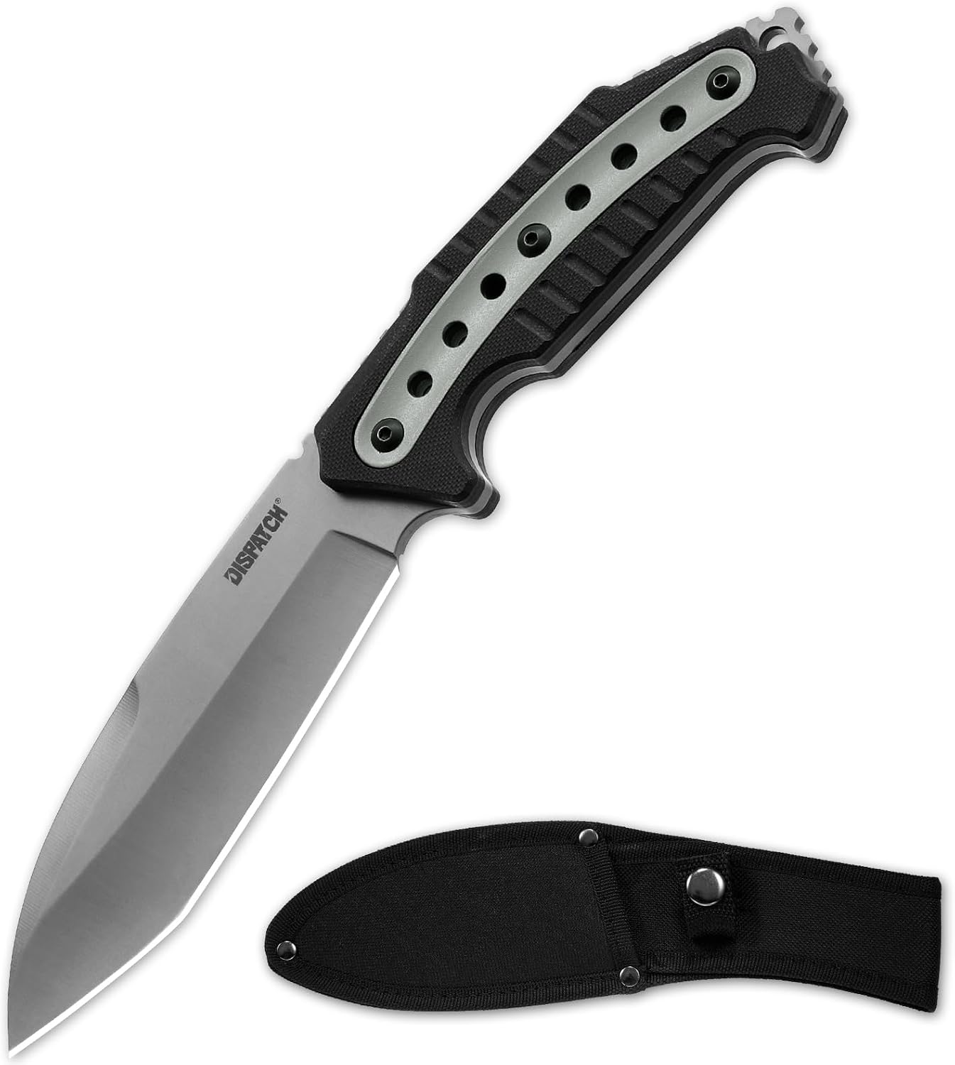 Dispatch Fixed Blade Survival Knife with Sheath, 10in 8Cr13Mov Steel Blade Full Tang Bushcraft Knife with Non-Slip G10 Handle,Perfect Tactical Camping Hunting Knives for Men Women Outdoor Activities.