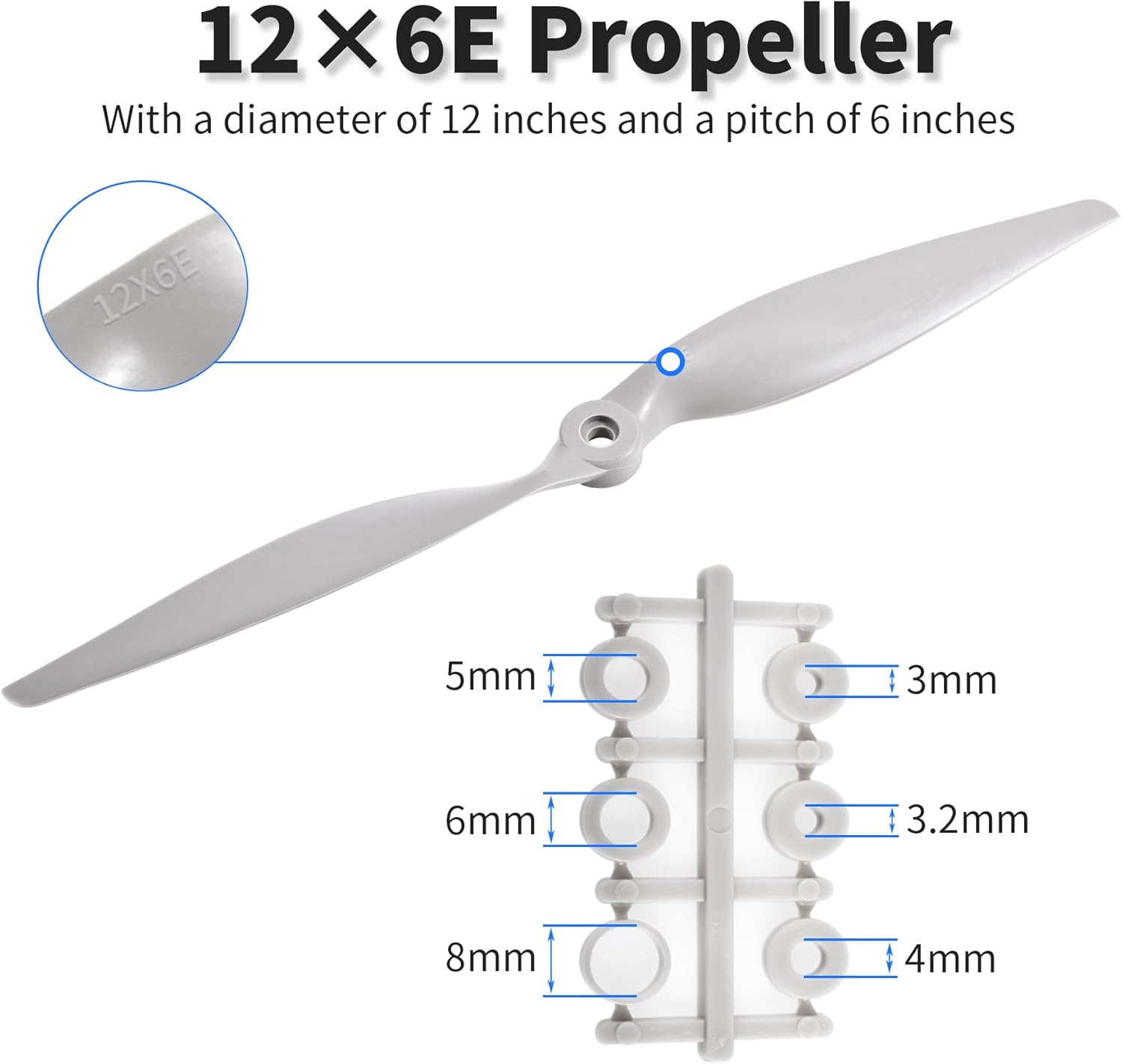 1260 12×6" Propeller Prop,Remote Control Propeller,Rc Quadcopter Propellers,Gray Nylon Drone Propellers for Stunt Planes Gliders Flying Wings Delta Wings Drones