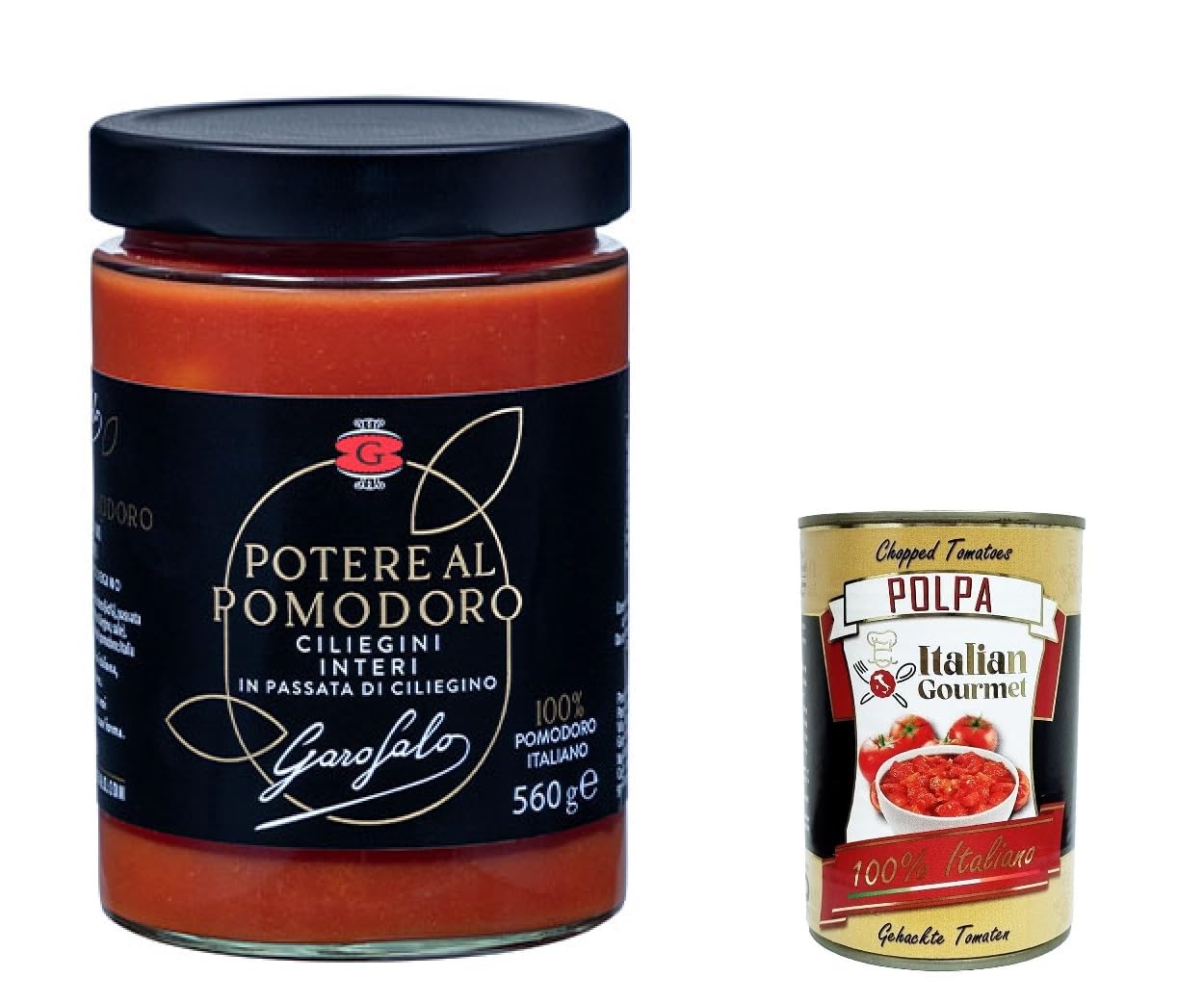 Ciliegini interi in passata di pomodoro ciliegino 100% italienisch 560g + Italian Gourmet polpa 400g