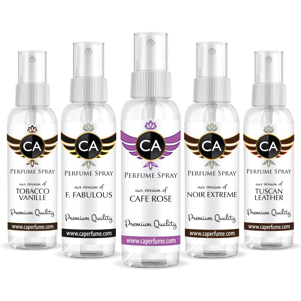 Amazon.com : CA Perfume (Designer Perfume Set Set For Men Impression Of (Tobacco  Vanille, Fabulous, Cafe Rose, Noir Extreme, Tuscan Leather) Long Lasting  Fragrance 2oz/60ml (Pack of 5) : Beauty & Personal