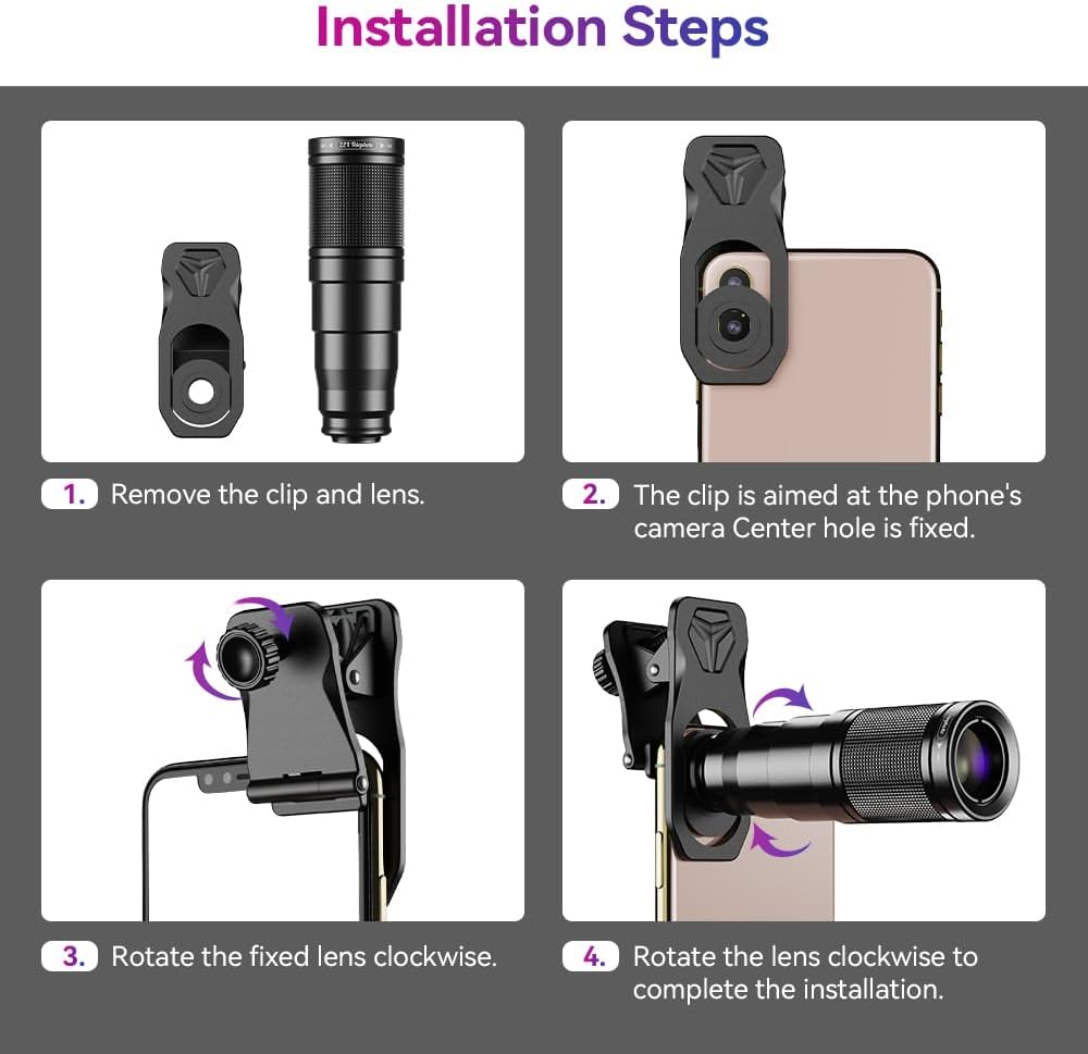 APEXEL 6 in 1 Phone Lens Kit - 22x Telephoto Lens, 205 Fisheye