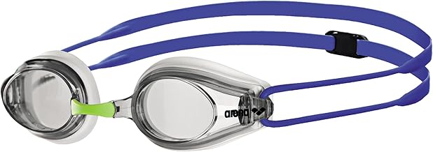 نظارات سباحة واقية تراكس للبالغين من الجنسين من ارينا للسباحين التنافسيين، عدسات غير عاكسة مطلية مضادة للضباب معتمدة من فينا، أبيض/ شفاف/ أزرق