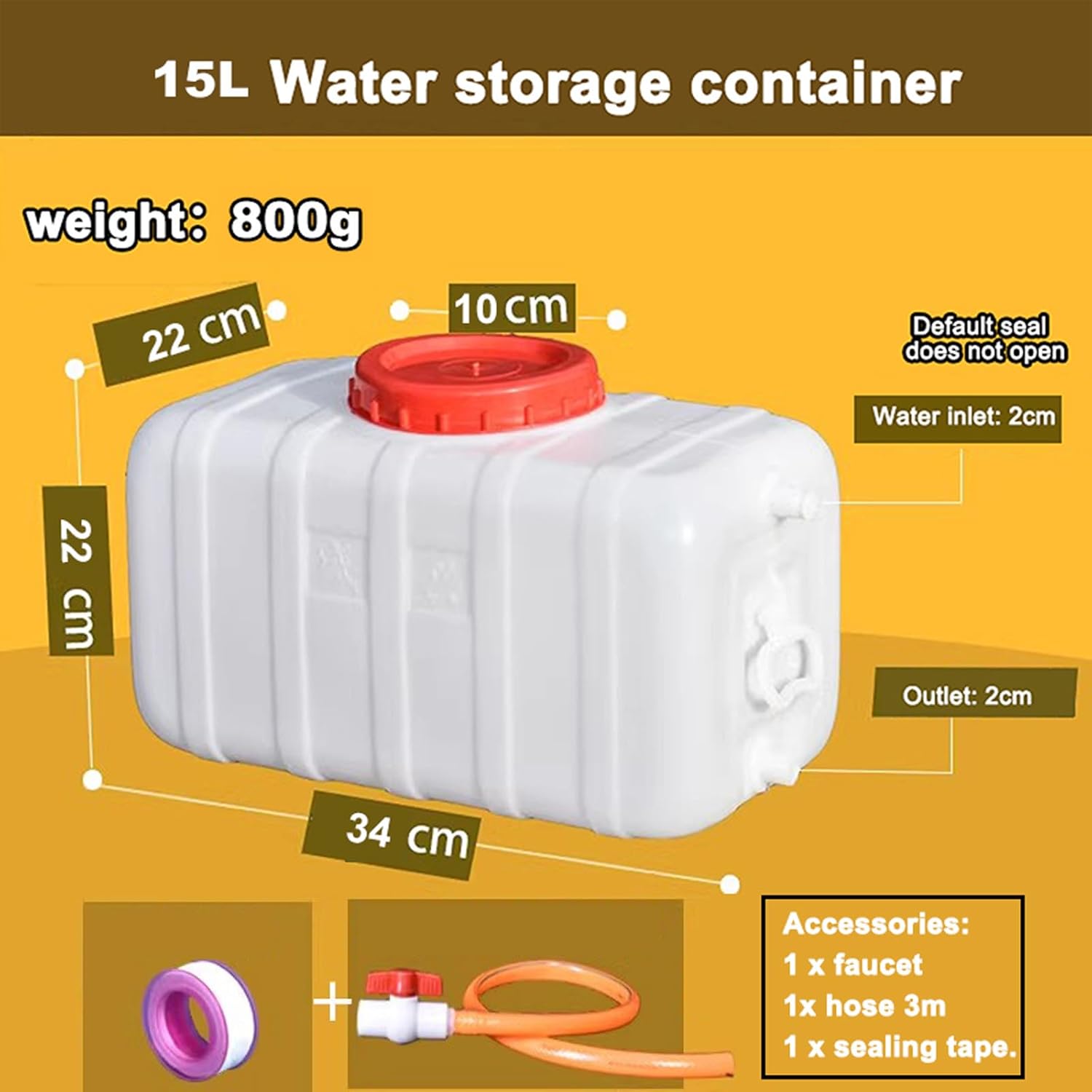 Water Storage Tank for Camping, Plastic Water Containers with Spigot for Emergency Water Storage Household Outdoor Camping Hiking Self-Driving Tour(Size:15L)