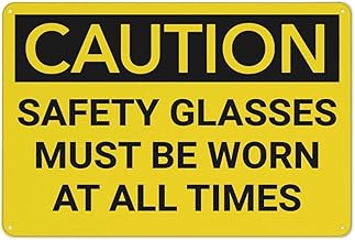 Caution PPE Glasses Worn at All Time Sign Home Kitchen Farm Garden Garage Wall Decor Durable Material Rust Fade Proof Clear Glasses Requirement Easy Mount Front Door Bedroom Garden House 8X12 Inch