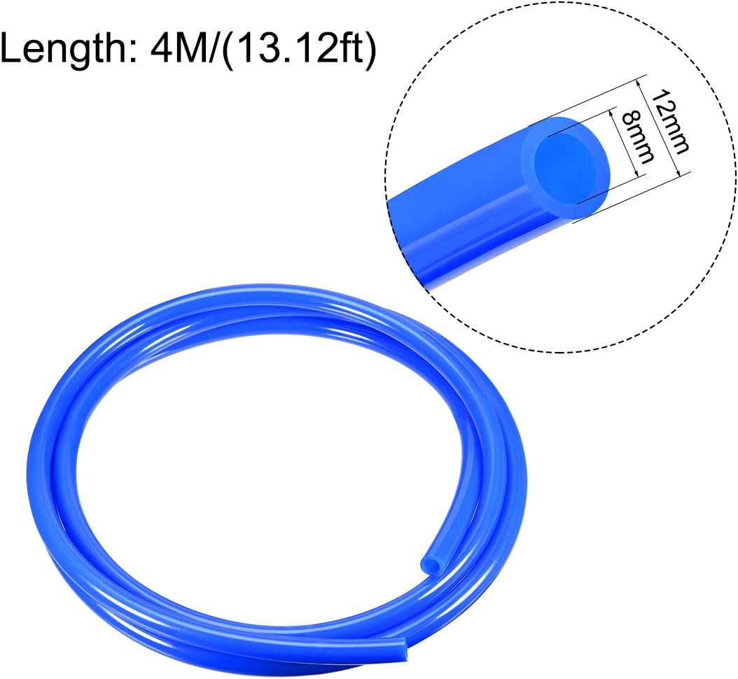 uxcell Pneumatic Air Tubing, 12mm OD x 8mm ID 4m(157 Inch) PU Polyurethane Air Compressor Tubing Hose Pipe Blue