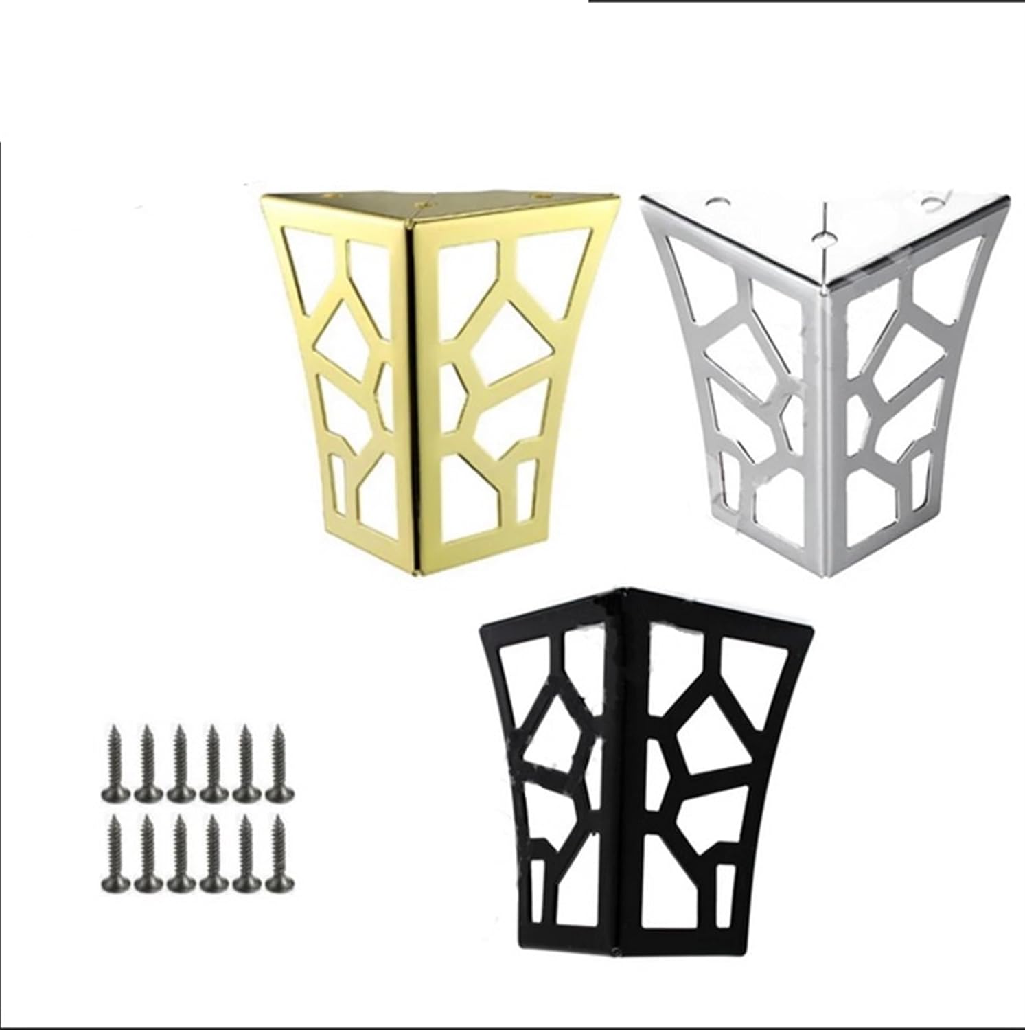 AVIMYA 4PCS Hollow Out Modern Metal Furniture Legs Cabinet Foot Black/Gold/Silver for Sofa Table Cabinet TV Stands with Screws 80/100mm (Color : 100mm Gold 4PCS)