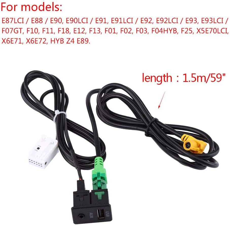 Image displaying compatible BMW models for the USB AUX switch