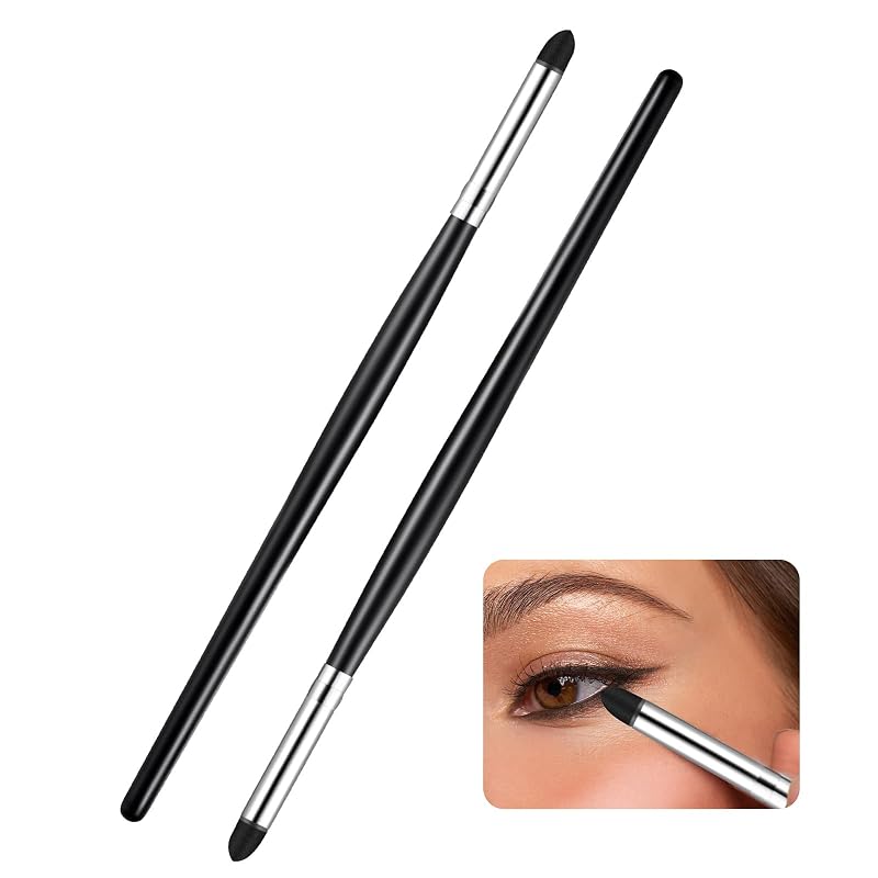 Zubebe Kit com 2 Pincéis para Esfumar Delineador e Sombra, Esponja, 15,7 cm