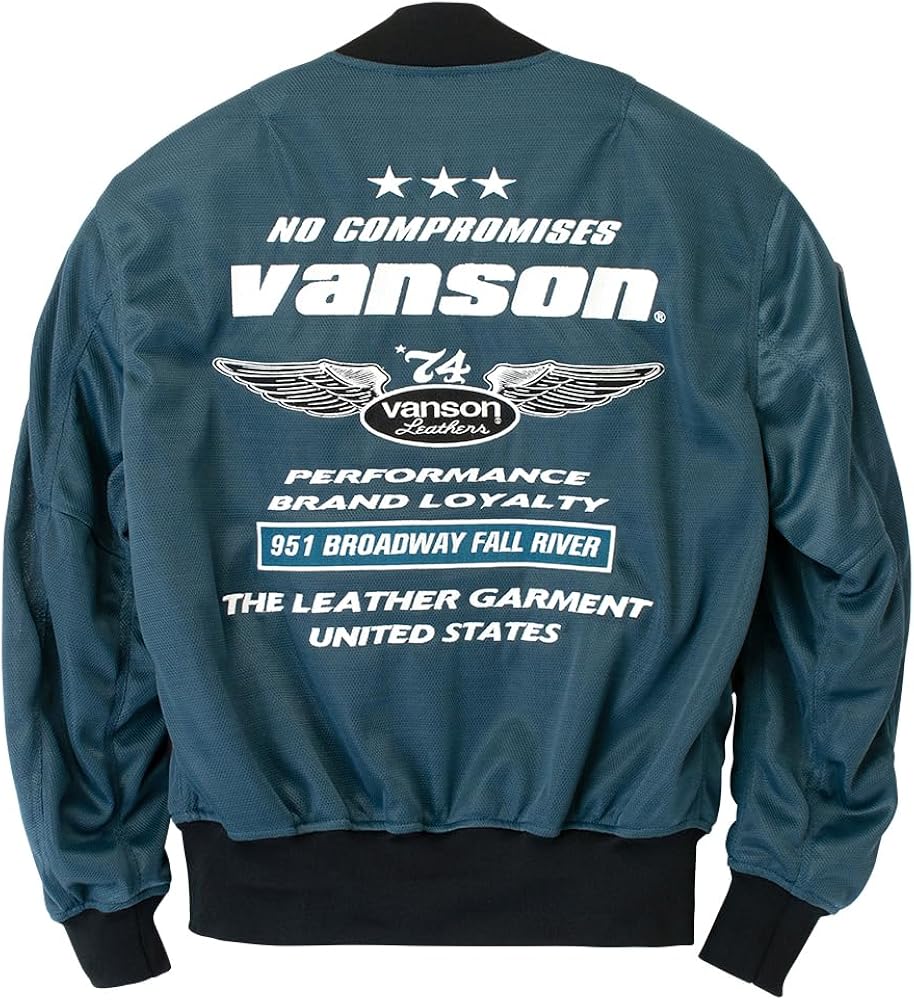 Amazon | [バンソン] メッシュMA-1ジャケット ネイビー/ホワイト M