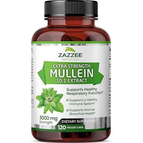 Zazzee Extra Strength Mullein 10:1 Extract: Your Natural Solution for Respiratory Well-being